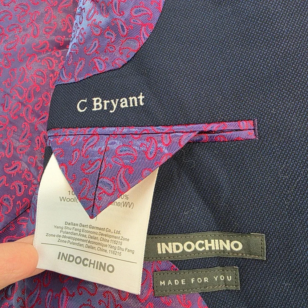 Indochino Mens Navy Blue Wool Blazer Sport Coat Jacket Yaletown 50 Men's size 41